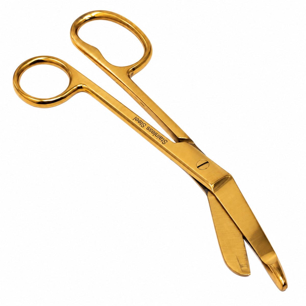 7.25" One Large Ring Nurse Bandage Scissors, German Steel, Full Gold