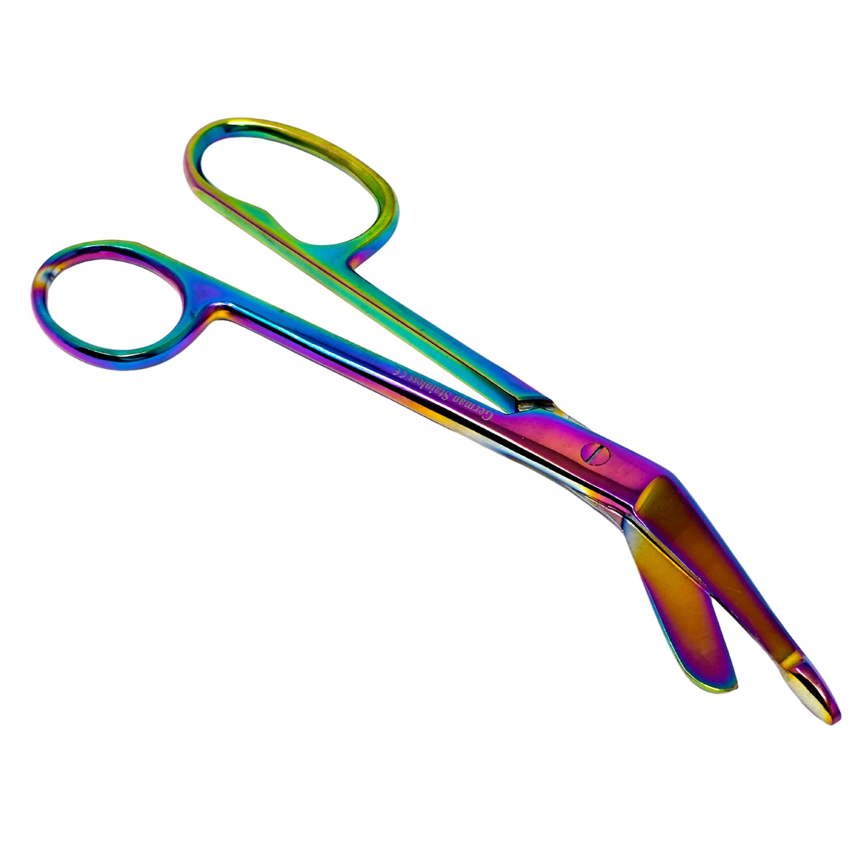 7.25" One Large Ring Nurse Bandage Scissors, Multi/Rainbow Color, German Steel