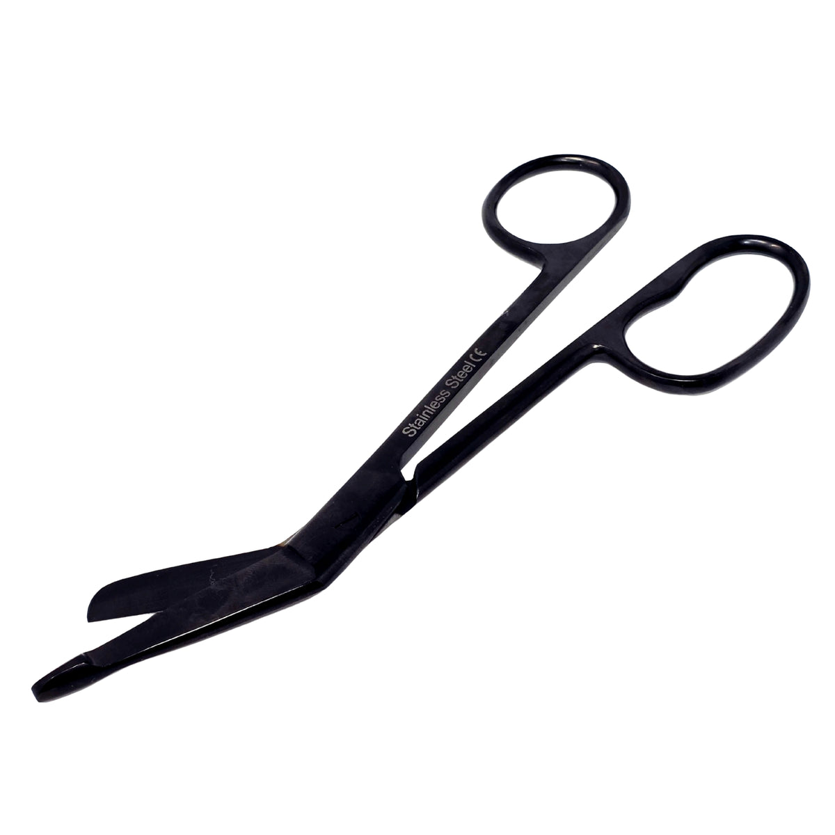 7.25" One Large Ring Nurse Bandage Scissors, German Steel, (Black Color)