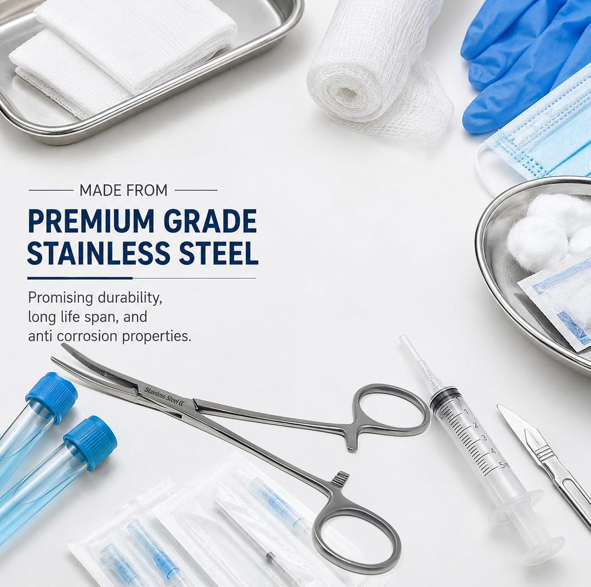 Kelly Rankin Hemostatic Forceps 5.5" Curved, Stainless Steel