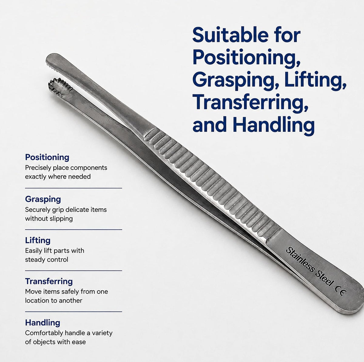 Russian Tissue Forceps 6", Rounded Cupped Serrated Tips, Stainless Steel