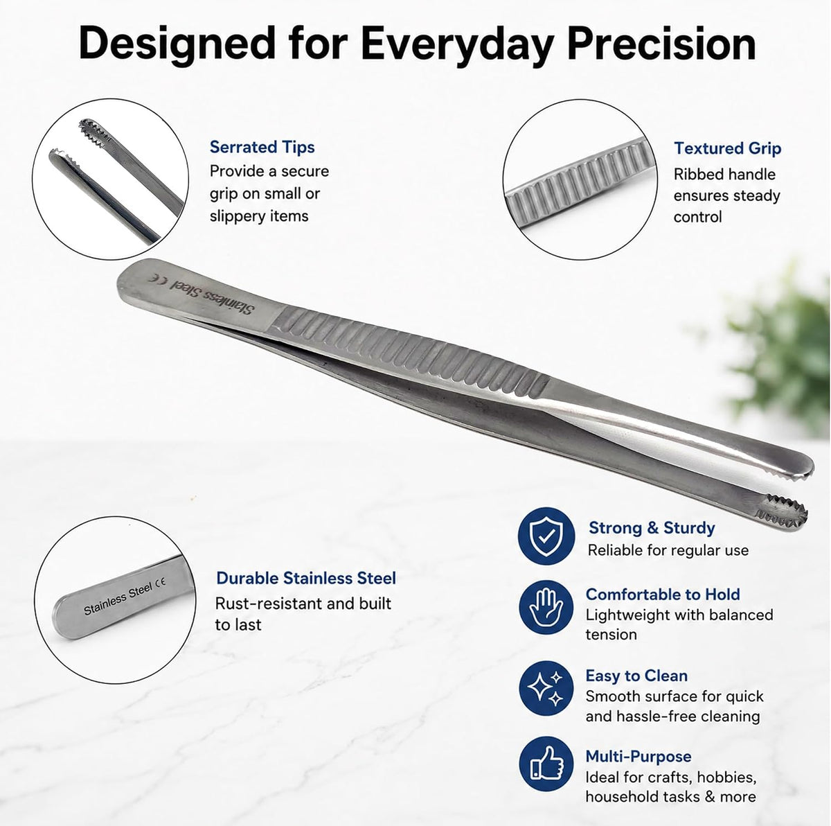 Russian Tissue Forceps 6", Rounded Cupped Serrated Tips, Stainless Steel