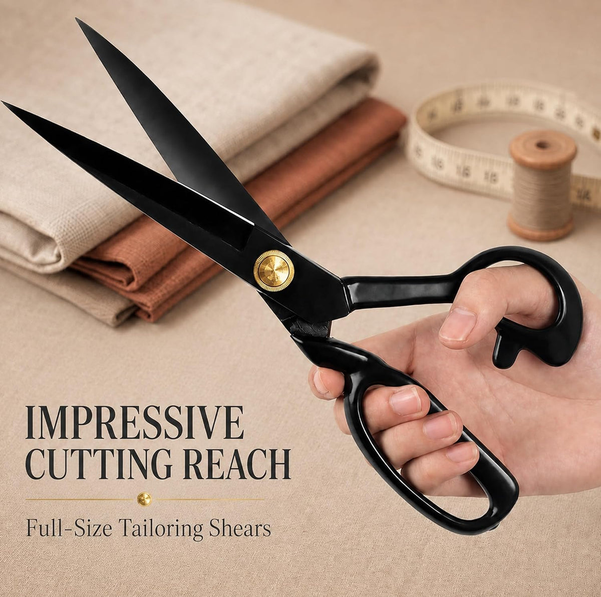 Black Tailor Scissors 11”, Heavy Duty Fabric Dressmaking Sewing Shears, High Carbon Steel
