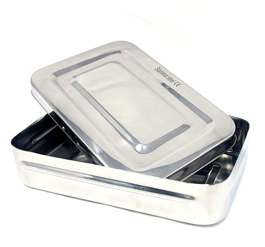 Stainless Steel Instrument Box with Cover - 8L x 5W x 2H
