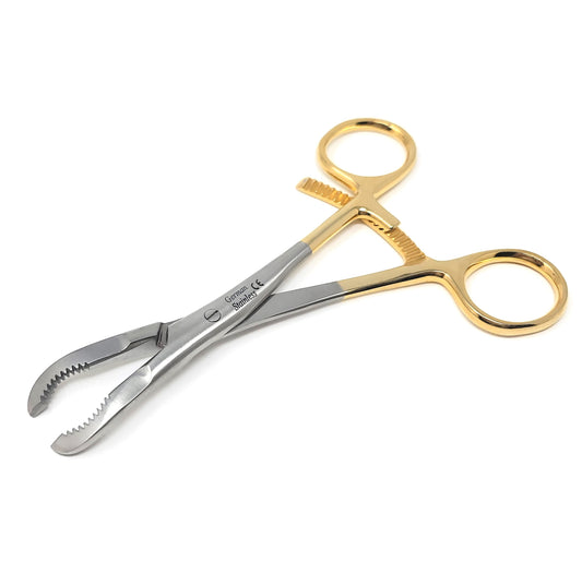 Bone Reduction Forceps 5.5" with Long Ratchet & Serrated Jaws, Stainless Steel