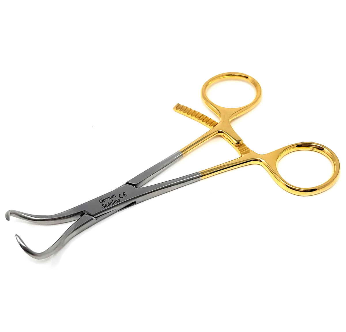 Bone Reduction Forceps 5.5" with Long Ratchet & Curved Pointed Tips, Stainless Steel