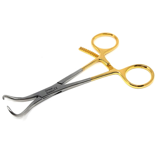 Bone Reduction Forceps 5.5" with Long Ratchet & Curved Pointed Tips, Stainless Steel