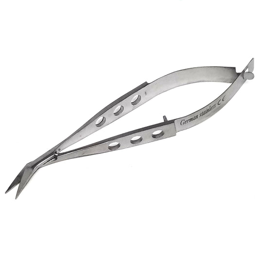 Spring Action Micro Scissors 4.5" Angled Blades, Stainless Steel