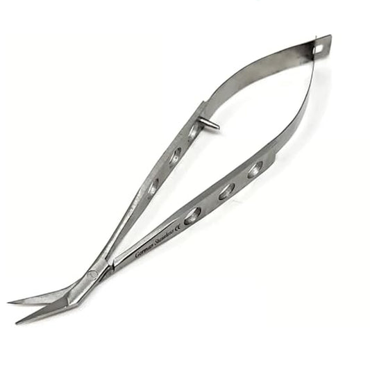 Spring Action Micro Scissors 5.5" Angled Blades, Stainless Steel