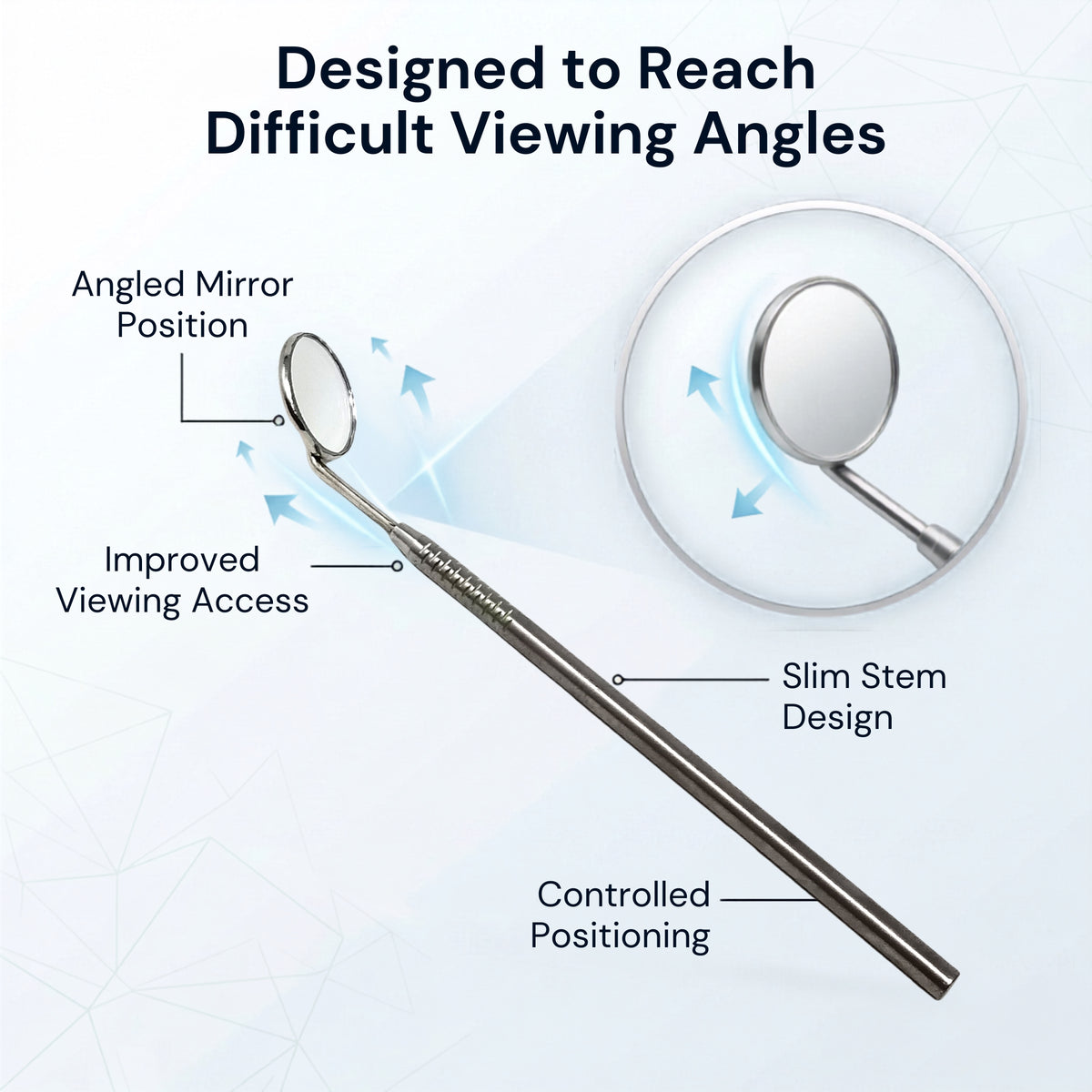 Dental Mouth Mirror #5, Textured Grip, Stainless Steel