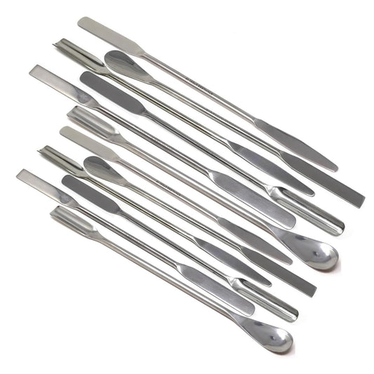 12 Pcs Stainless Steel Double Ended Lab Spatulas Set 7" + 9" Long