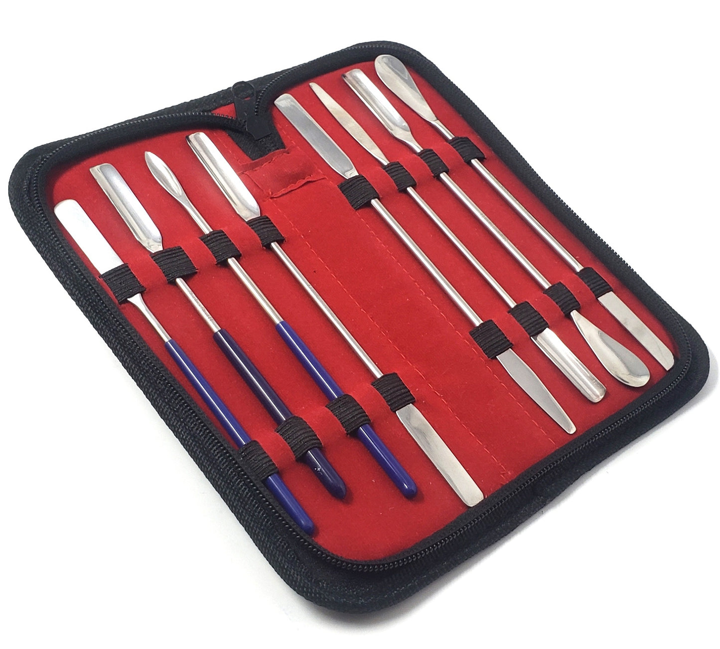Stainless Steel Lab Spatula Set in a Carrying Case - 8 Pcs Edition