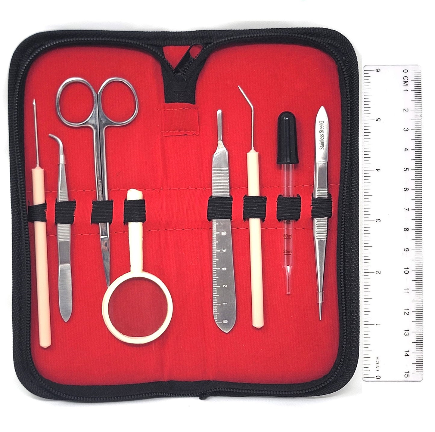 30 Pcs Basic Dissecting Kit in a Zipper Case with Blades