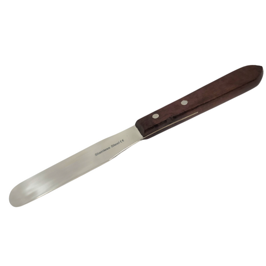 IMS-WHS4 Stainless Steel Lab Spatula with Wooden Handle, 4" Blade, 0.62" Blade Width, 8" Total Length