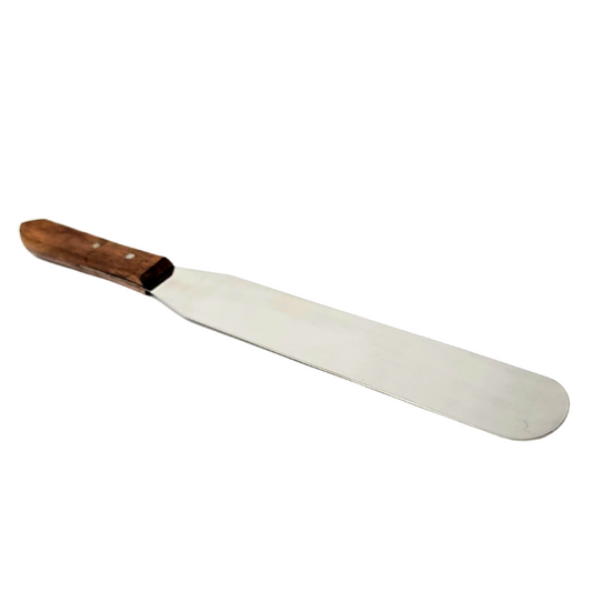 IMS-WHS8 Stainless Steel Lab Spatula with Wooden Handle, 8" Blade, 1.25" Blade Width, 12.4" Total Length