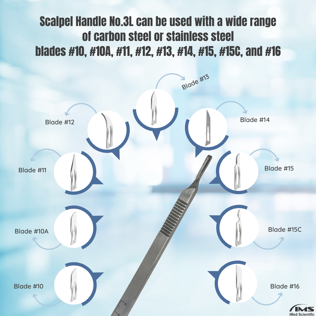 Premium Quality Scalpel Handle #3L, Stainless Steel ( Fits Size 9-16 Scalpel Blades )