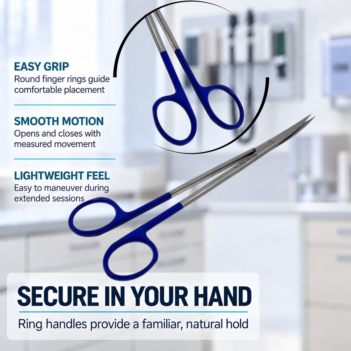 Micro IRIS Dissecting Scissors 7", Curve, Stainless Steel, Blue Handle