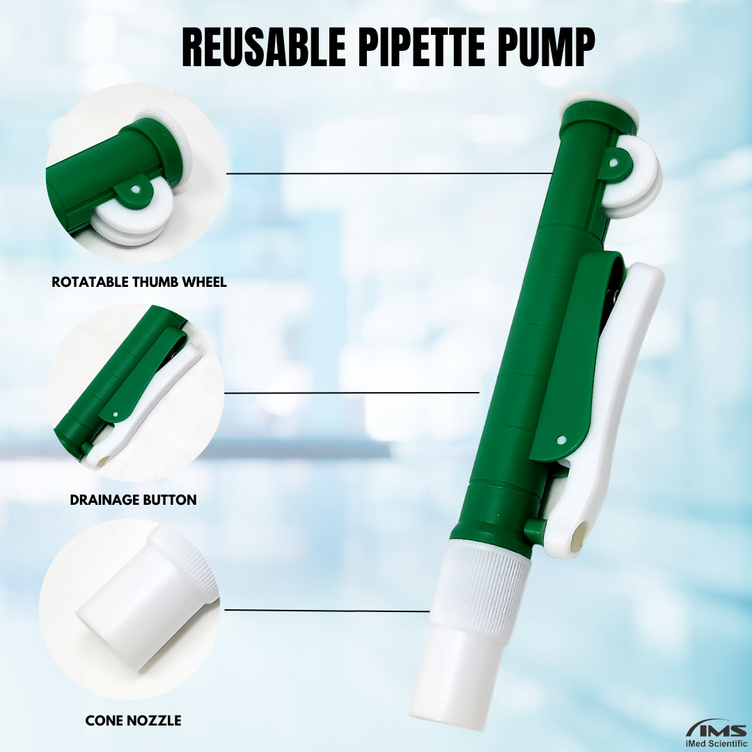 10ml Pipette Pump with Suction Power Pipet Filter Suitable for Glass and Plastic Pipettes, Green