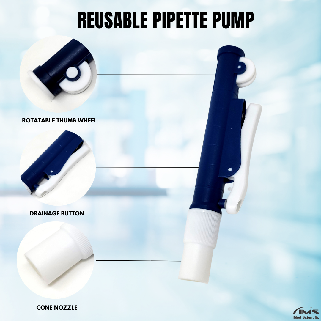 2ml Pipette Pump with Suction Power Pipet Filter Suitable for Glass and Plastic Pipettes, Blue