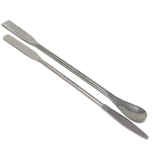 IMS-SPSQ-SQTP-7 Pack of 2 Double Ended Micro Lab Spatula Round/Tapered and Square/Spoon 7" Stainless Steel
