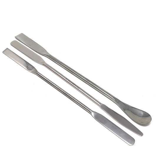 IMS-DESPAT-3 Pack of 3 Assorted Double Ended Micro Lab Mixing Spatula Set 7" Length Kit, Stainless Steel Blades All Purpose