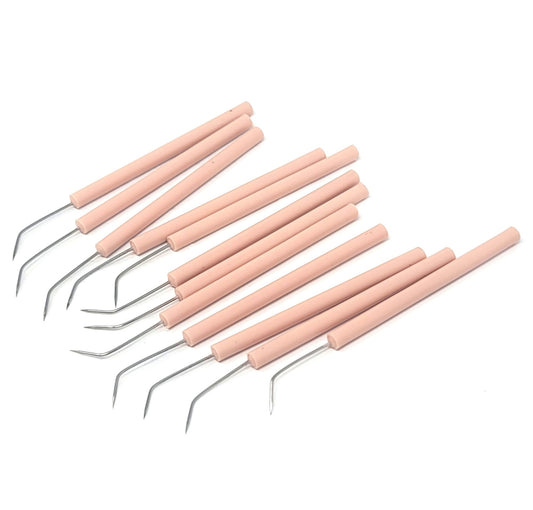 12/Pack Plastic Handle Dissecting Dissection Teasing Needle Angled