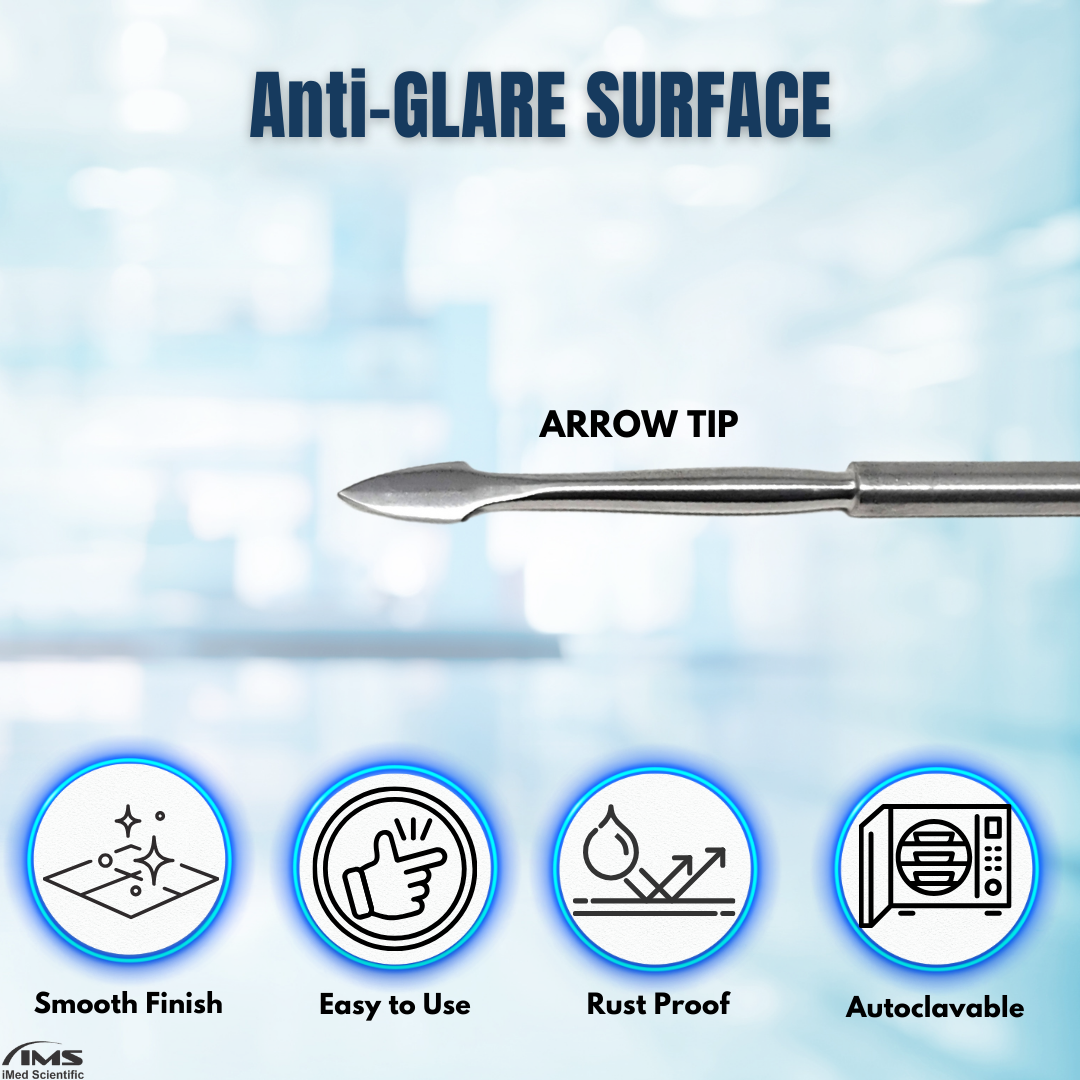 Dissecting Probe Teasing Needle Straight Spear Arrow End, Stainless Steel