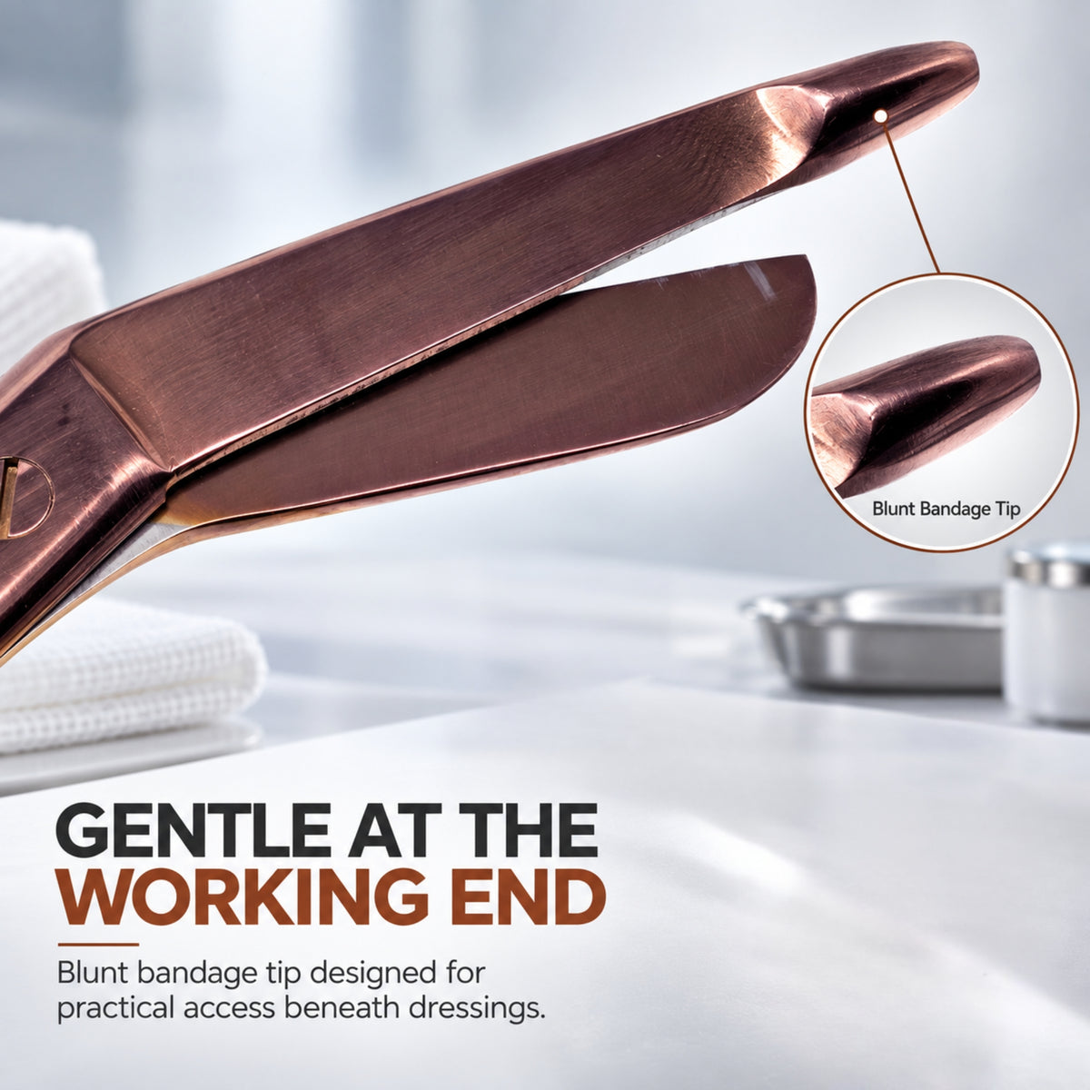 One Large Ring 7.25", Nurse Bandage Scissors, Rose Gold, German Steel