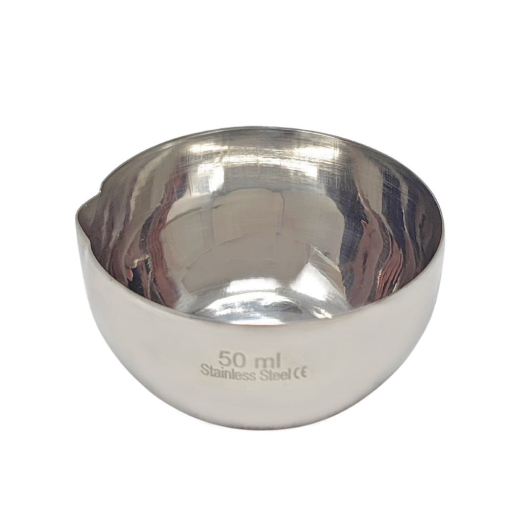 50ml Stainless Steel Lab Crucible with V-Shaped Spout Lip
