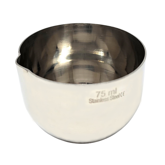 75ml Stainless Steel Lab Crucible with V-Shaped Spout Lip