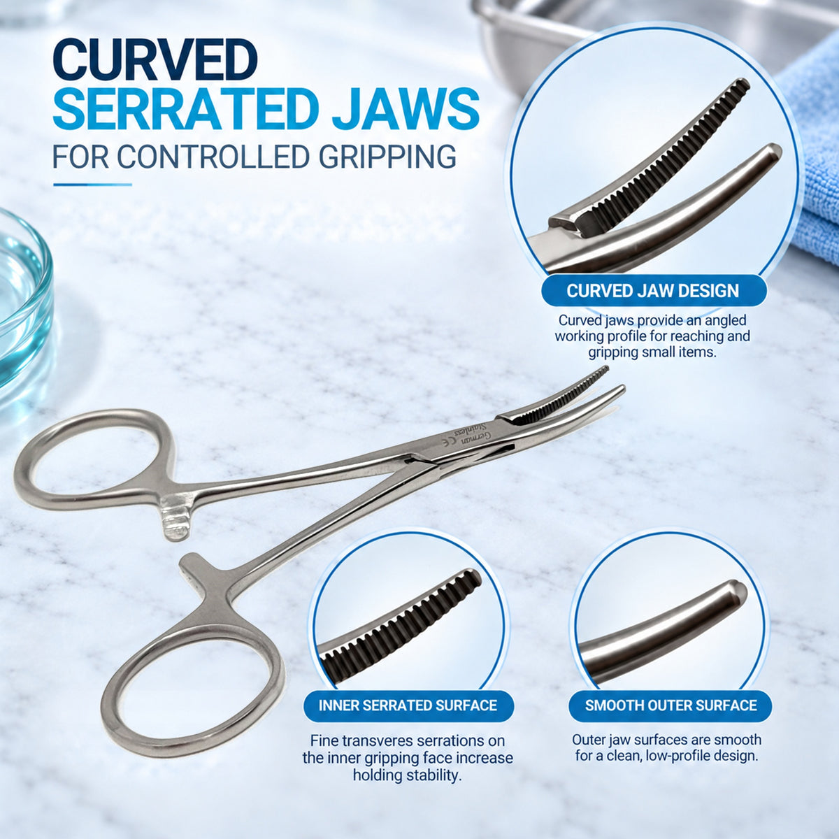 Mosquito Hemostat Forceps 4" Curved, Stainless Steel