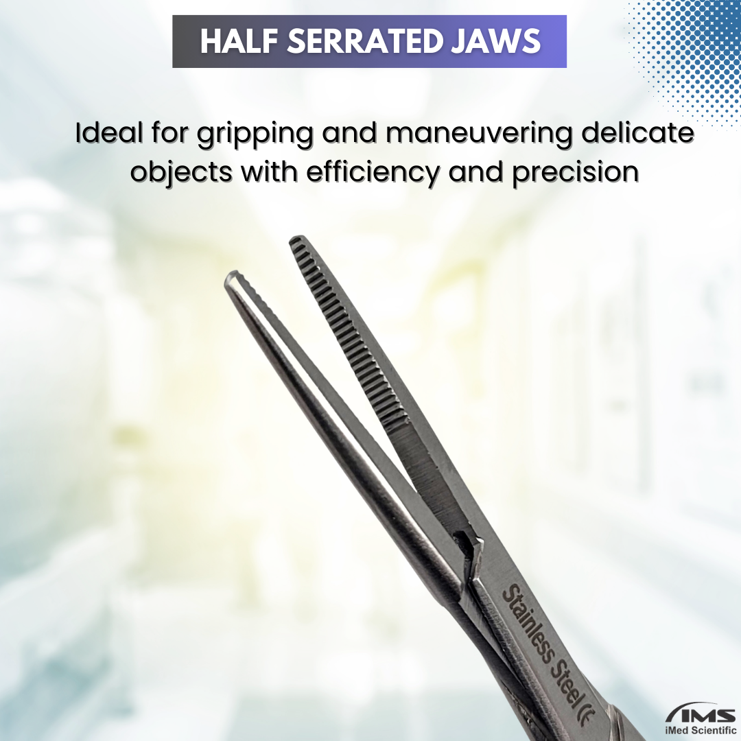 Kelly Hemostatic Forceps Straight Half Serrated Jaws Stainless Steel 5.5" (14 cm)