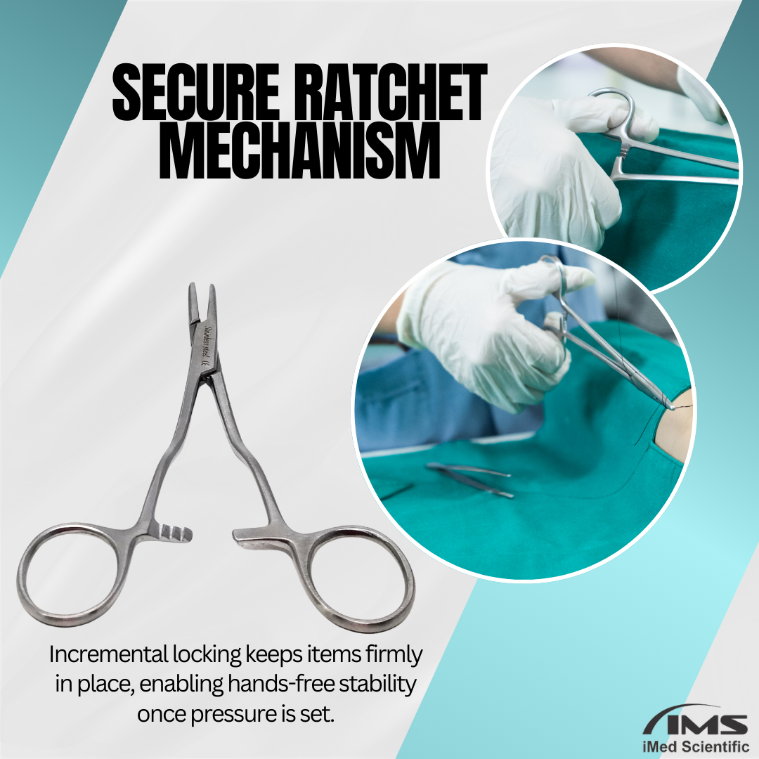 Kilner Offset Needle Holder Driver with Bayonet Handle and Serrated Jaws, 5.5" Long