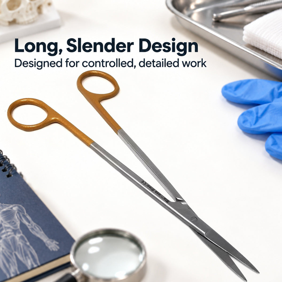Micro IRIS Dissecting Scissors 7", Straight, Stainless Steel, Color Handle