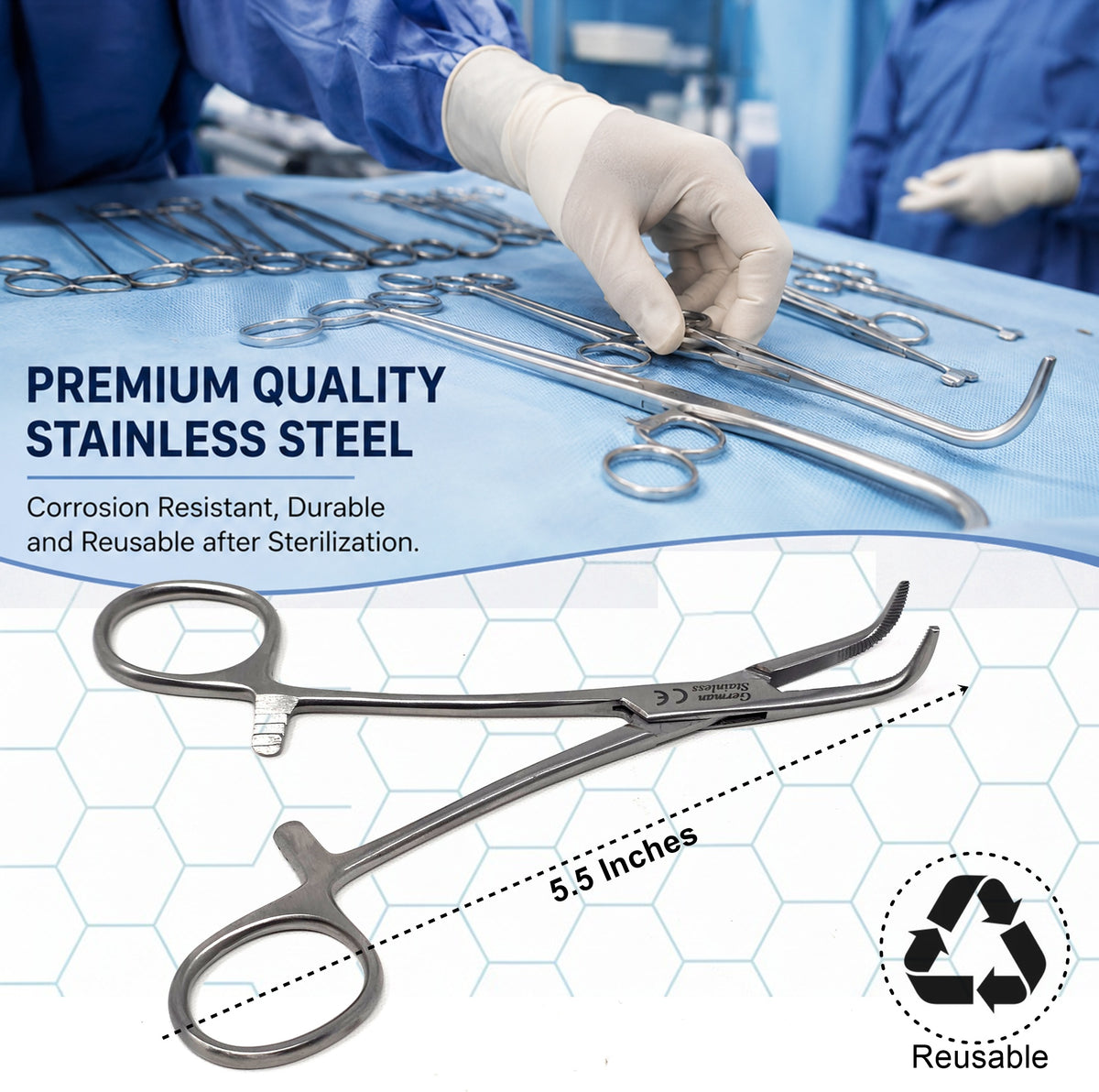 MIXTER Hemostat Forceps 5.5" Right-Angle, Stainless Steel