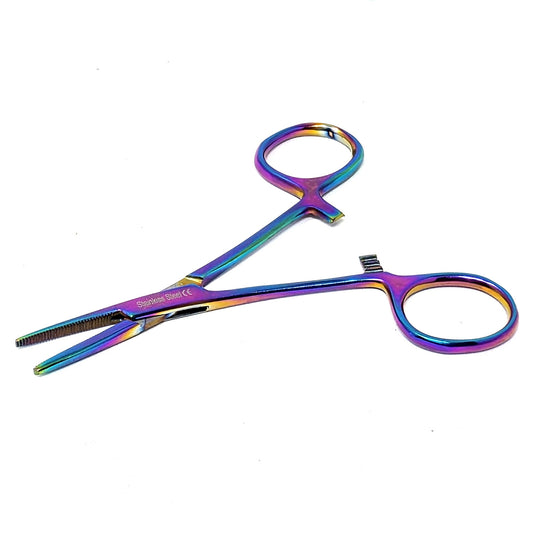4" Hemostat Forceps, Straight Serrated, Stainless Steel, Multi