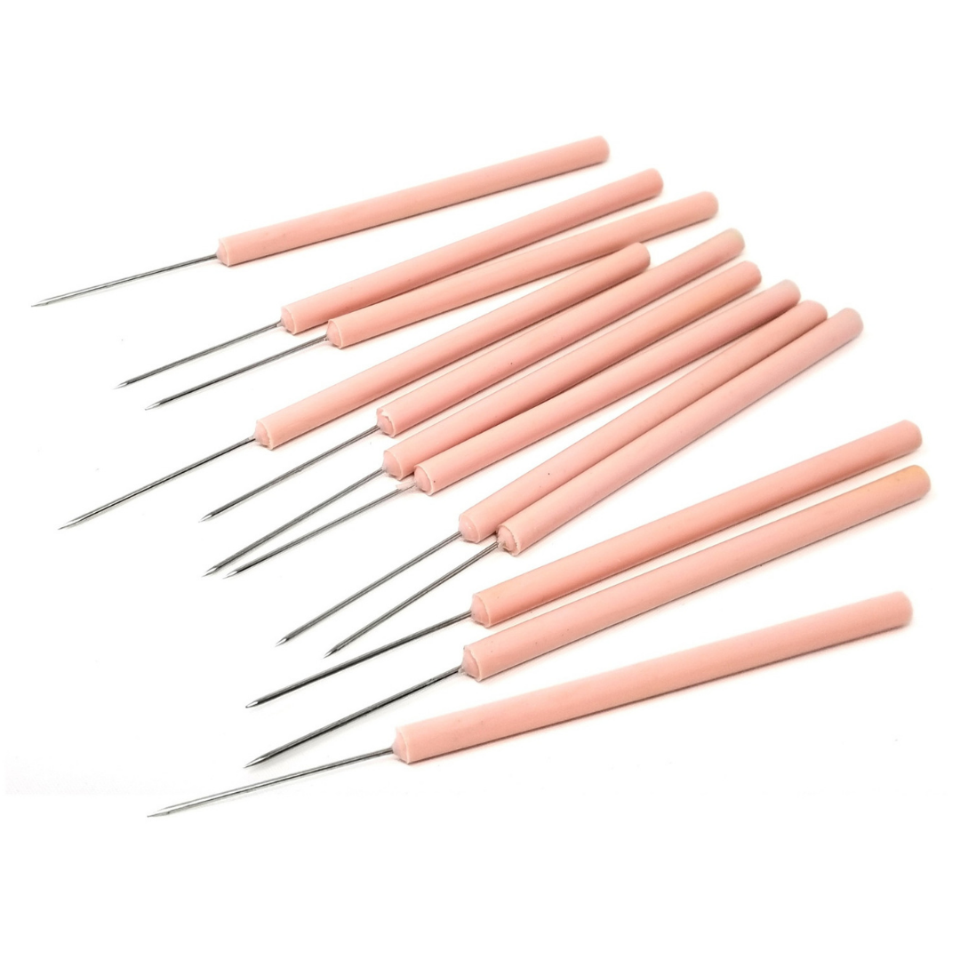 12/Pack Plastic Handle Dissecting Dissection Teasing Needle Straight