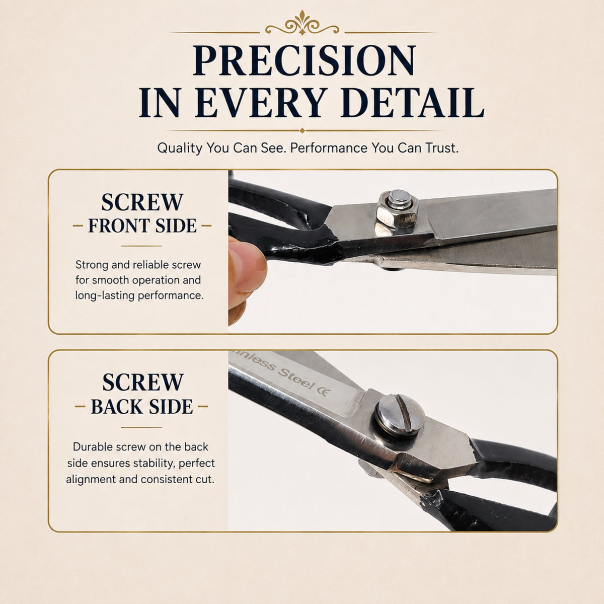 Fabric Scissors Tailor Sewing Shears 12-Inch Heavy-Duty Stainless Steel, Black Handle