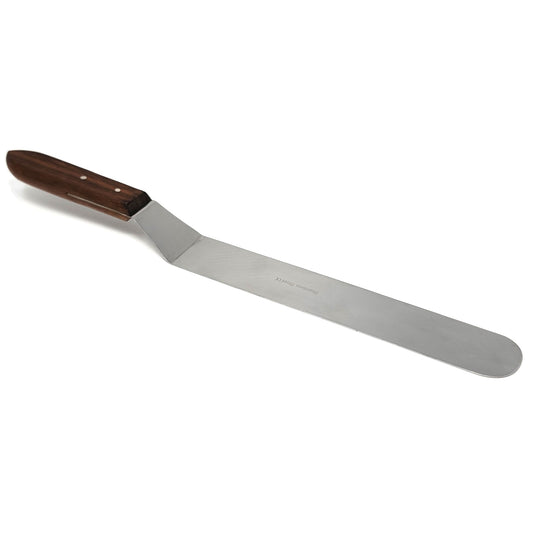Stainless Steel Lab Spatula with Wooden Handle, 12" Offset Bayonet Blade, 17" Total Length