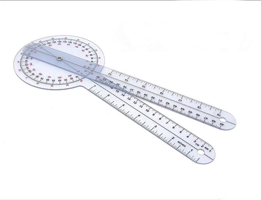 Plastic 12" Multi-Ruler Goniometer 360 Degree Measuring Tool Protractor For Range Check