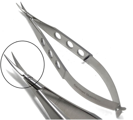 Vannas Micro Small Blade Stitch Scissors Curved, 4'', Fenestrated