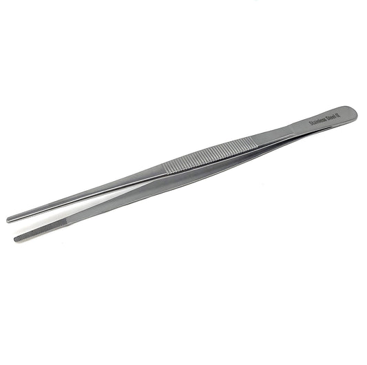 Dissecting Thumb Forceps Tweezers 8" (20.3 cm), Blunt Serrated Tips