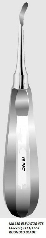 LEFT CURVED MILLER ELEVATORS ELE0073 FLAT ROUNDED BLADE, Stainless Steel