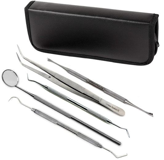 5 Pcs Oral Hygiene Kit Stainless Steel Dental Tools Professional Deep Cleaning Scaler Teeth Care Set