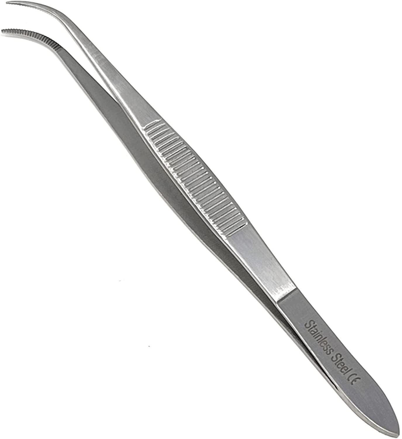 Iris Eye Dressing Dissecting Forceps 4" Fine Point Half Curved Serrated Tips
