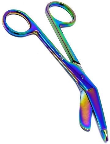 Multi Color Rainbow Lister Bandage Scissors 4.5", Stainless Steel
