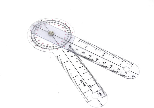 Plastic 6" Goniometer 360 Degree Multi-Ruler Measuring Tool Protractor For Range Check