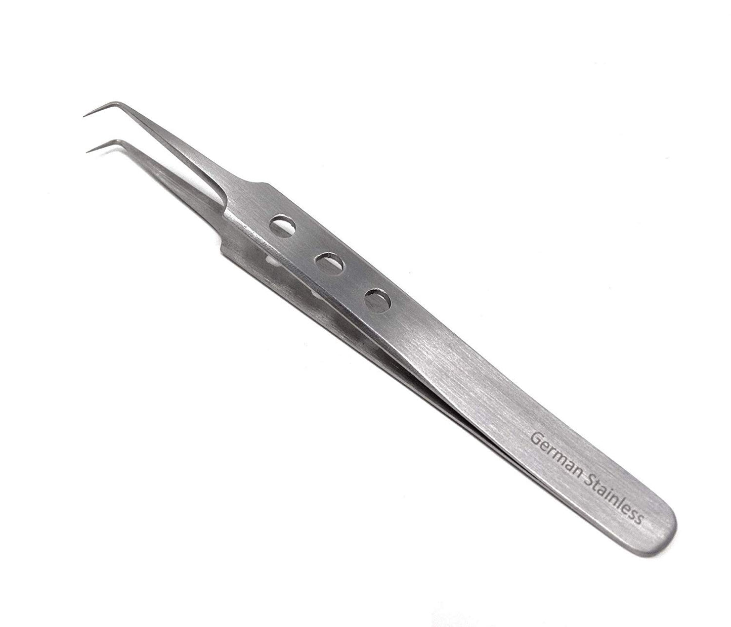 Stainless Steel Micro Surgical Forceps Tweezers A Type Right Angled 90 Degree, Fenestrated Handle, Fine Point, Premium Quality