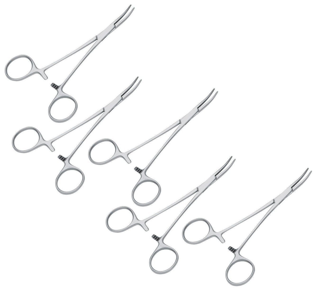 STT 5MOSCV5 Dissecting Mosquito Hemostat Curved Full Serrated Forceps, (12.7cm) 5" L, 5 Piece
