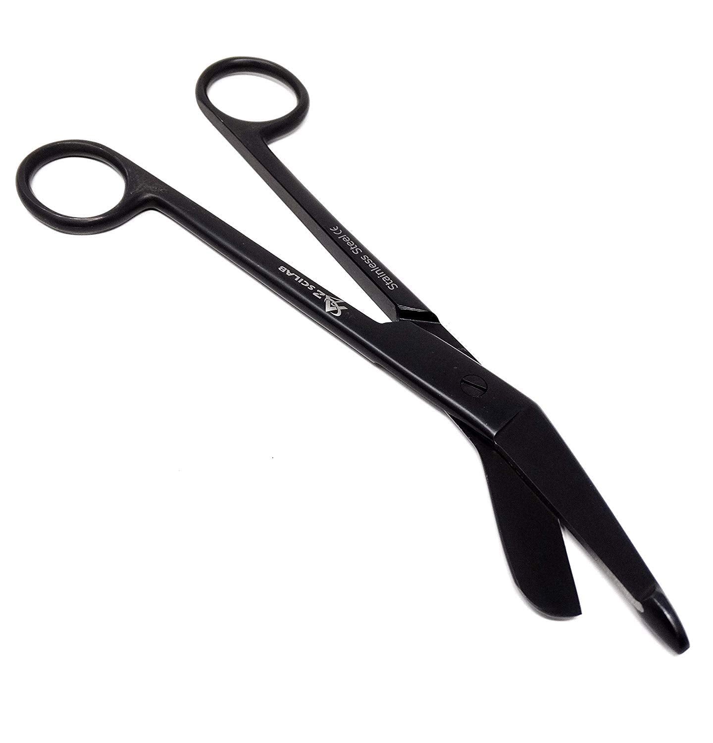 Full Black Lister Bandage Scissors 7.25" (18.4cm), Stainless Steel